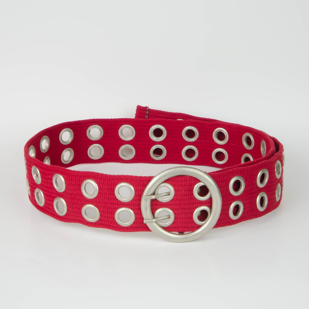 Red Canvas Women's Grommet Belt L